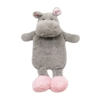 750ml 1500ml cute hippopotamus mini  rubber animal hot water bottle with faux fur cover for kids