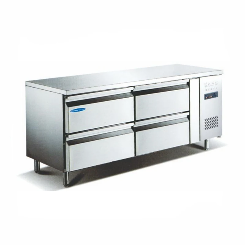 Stainless Steel four drawers Worktable refrigerator Pizza fridge Table fridge for kitchen