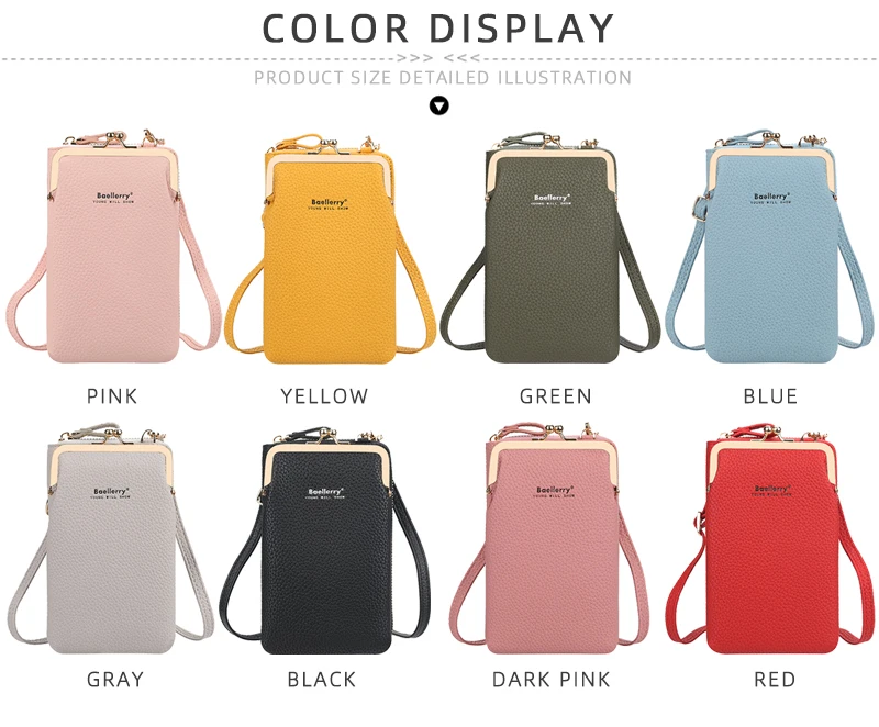 Baellerry crossbody shoulder bag custom leather bags Long Coin Purse wallet carteras mujeres