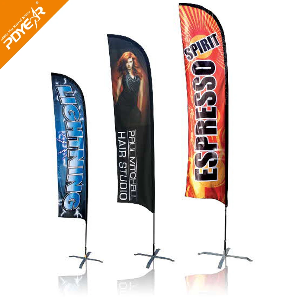 2025 New advertising Outdoor Custom Design Flying Banner Fiberglass Pole Feather Teardrop Beach Blade Knife Flags
