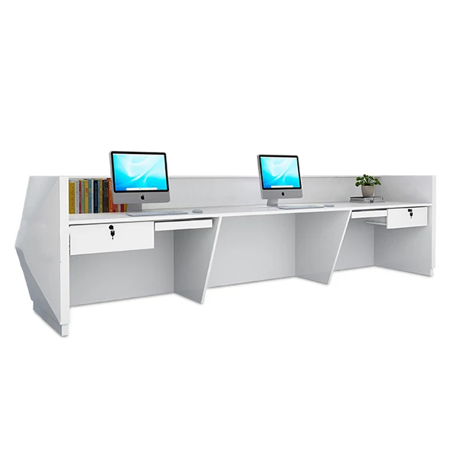 2019 Latest piano baking paint white modern office elegant reception desk