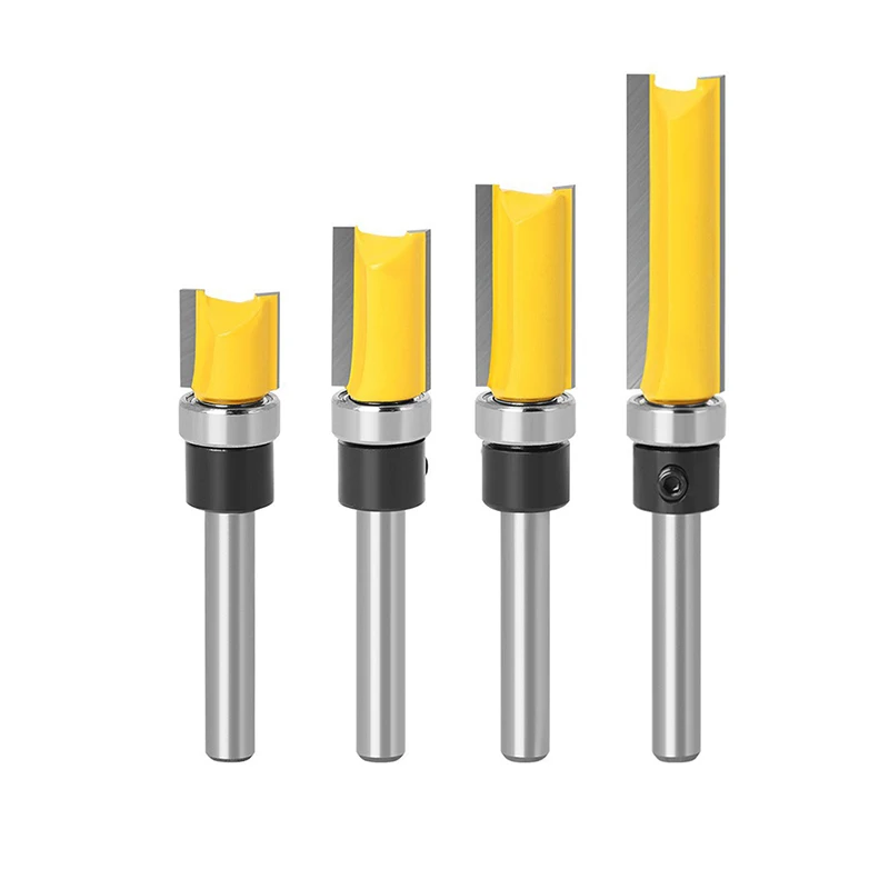 1/4 inch Shank face mill trimmer cleaning flush trim Tenon Cutter 4PC  Flush Trim Router Bit set for woodworking