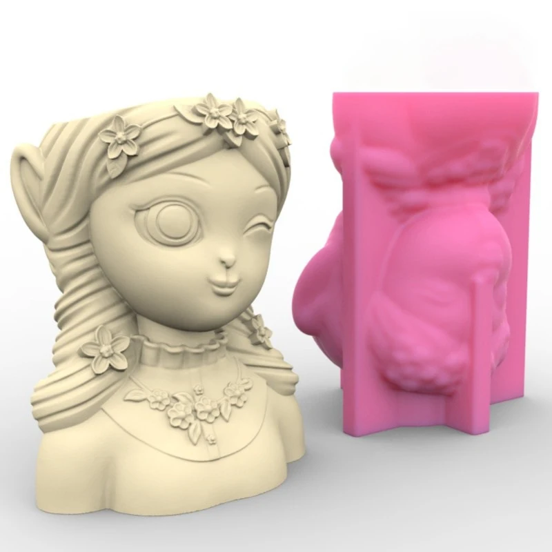 Early Riser Garland Girl Blink Gypsum Concrete Planters Flower Pots Silicone Mold Cement Storage Boxes Candles Jars Mouldings