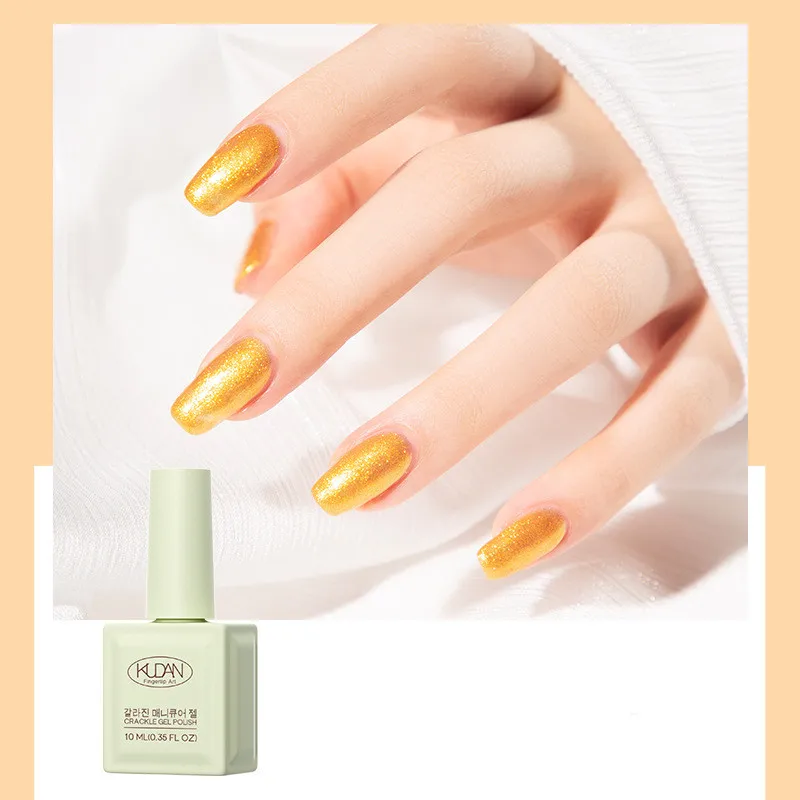 Wholesale Kudan Low Moq Cracked Gel Polish Silver Golden Base 10Ml Hema Free  Long Lasting  Crackle Uv Nail Gel Polish
