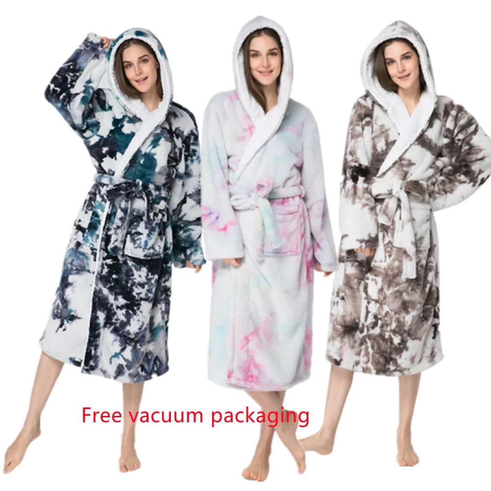 designer pyjamas women OEM ODM Custom Winter Bath Robes Cozy With Hoodie Comfy Warm Flannel Pajamas Women Robes