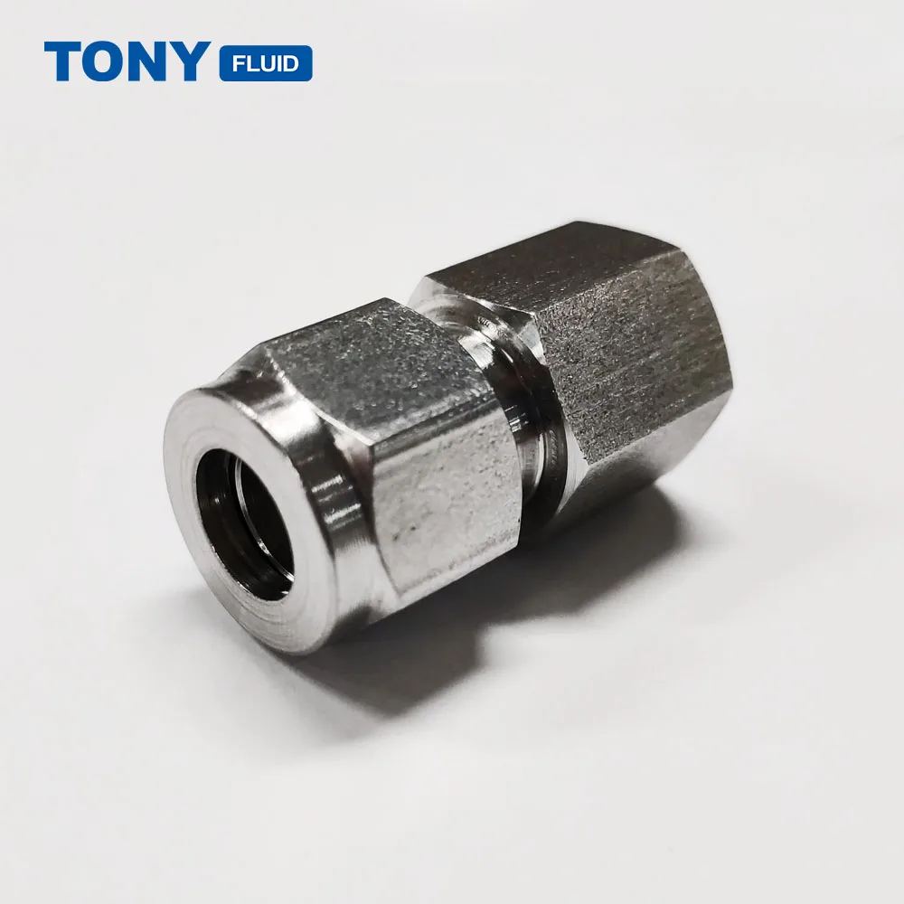 G BSP NPT Female Thread Double Ferrule Union Tube Connector SS316 Compression Tube Fitting