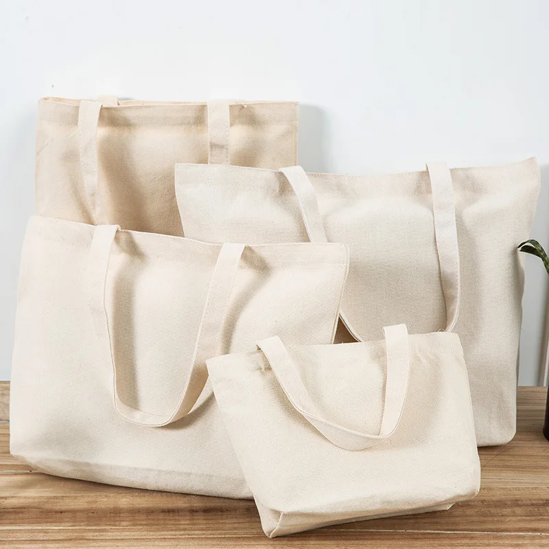  High Quality Eco-friendly Printed Heavy Duty Blank White Cotton Canvas Customized Tote