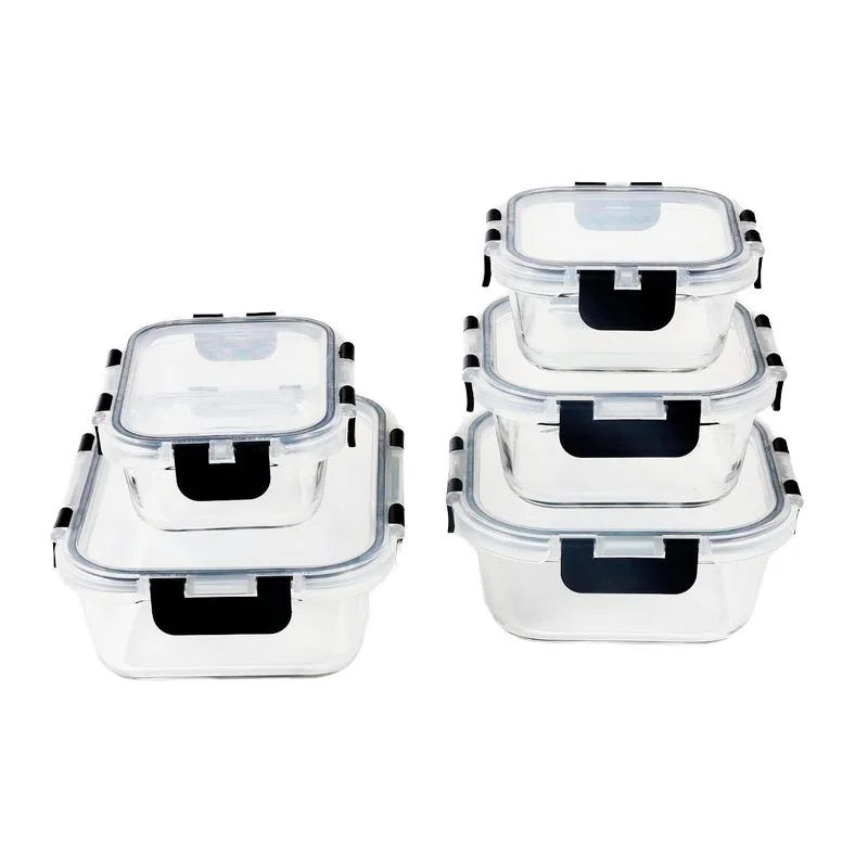 Hot Selling Glass Food Containers Rectangle Clip Lif Airtight Containers Kitchen Accessories Lunch Box for food storage
