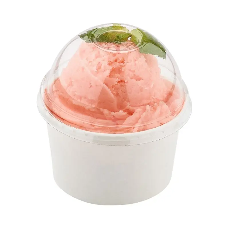 Disposable Take Away Food Bowl Biodegradable Paper Yogurt Tub Ice Cream Cup With Lid