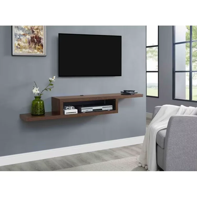 Wall Mounted Tv Table Console Wood Multimedia Storage Shelf for Living Room, Tv Unit With Open Storage Shelves