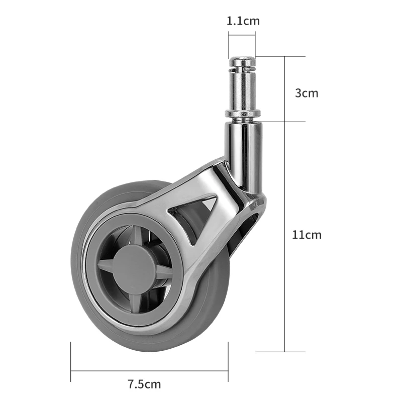 Office Chair Wheels Caster  Soft PU Rubber Wheels Substitute-Heavy Load Support Durable Ball Bearings (5 pcs/set)