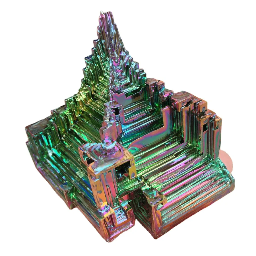 
Raw Natural Colorful Crystal Mineral Specimen Queen-size Pyramid Shape Bismuth Ore For Decoration 