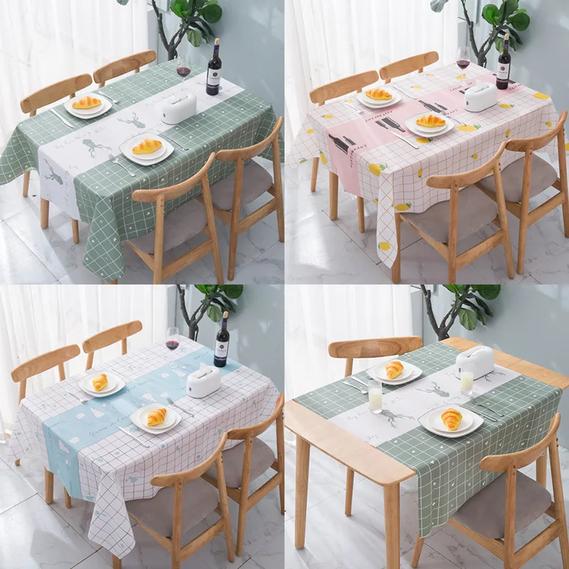 2021 Wholesale Round Rectangular Geometric patterns Water oil-proof Of Table Cloth Jacquard Buffalo Plaid Tablecloth For Home
