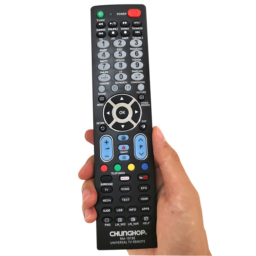 Chunghop завод RM-1919E с NETFLIX YouTube ключ Санки ЖК-Телевизор универсальный все в одном пульт дистанционного управления
