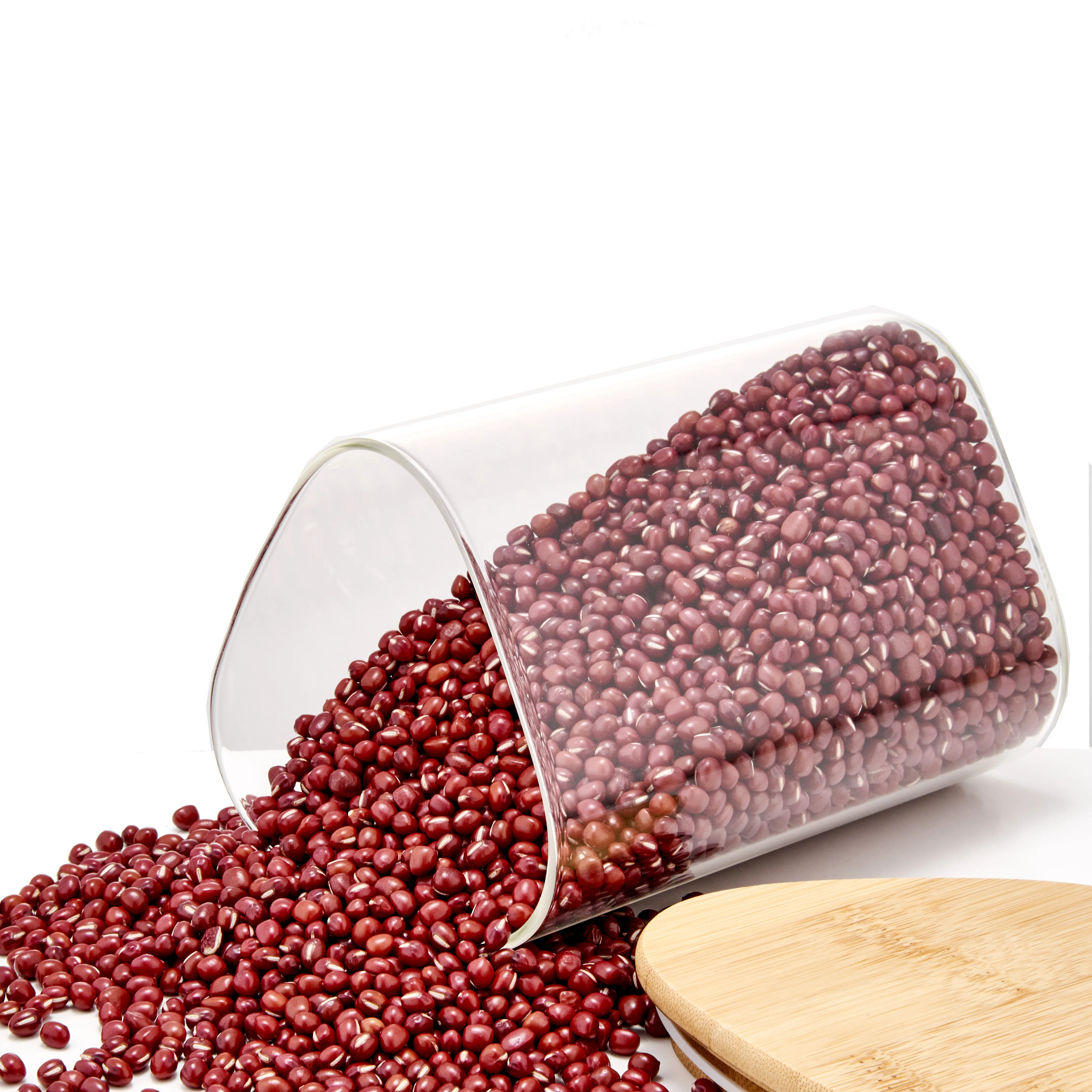 LINUO china  250ml 500ml heat resistant triangle glass jars borosilicate glass jar with bamboo lid