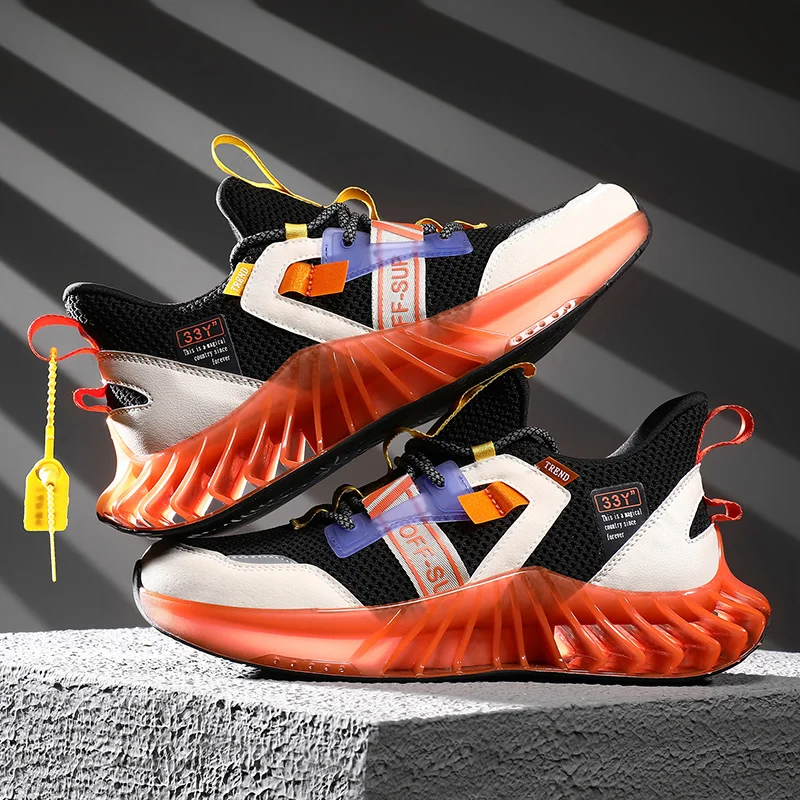 Мужские флуоресцентные кроссовки blade fighter, модная повседневная обувь из ТПУ с перфорацией, 33 года