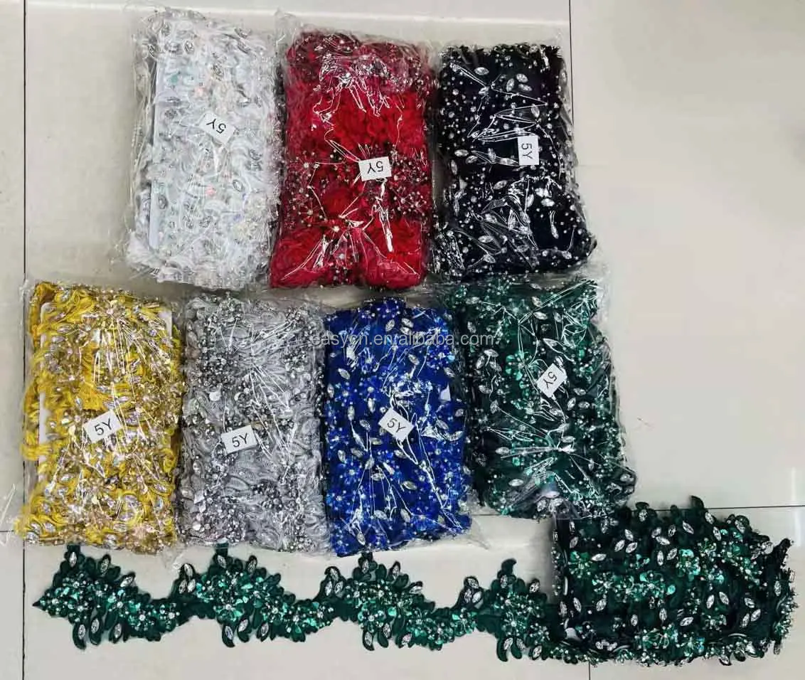 Handmade new design embroidery lace applique flower patch lace trimming For Women Dress