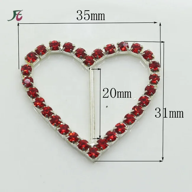 Fashion Red Rhinestones Heart Shape Buckles for Women Scarf Accessories ( Accept Custom )