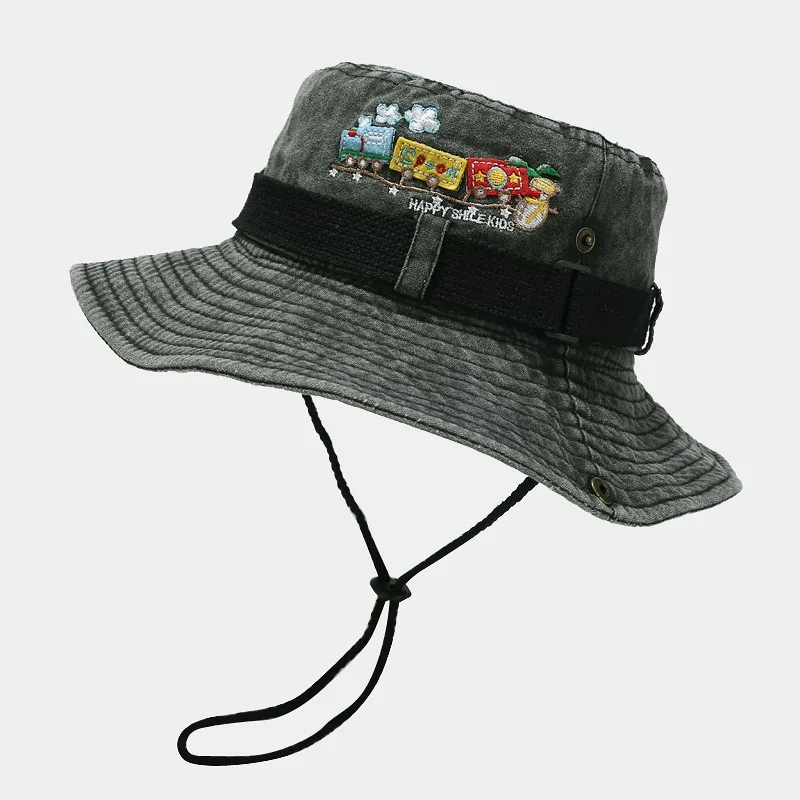 gorras wholesale  foldable jean distressed washed cotton denim bob fishing hats custom embroidery logo bucket hat with string