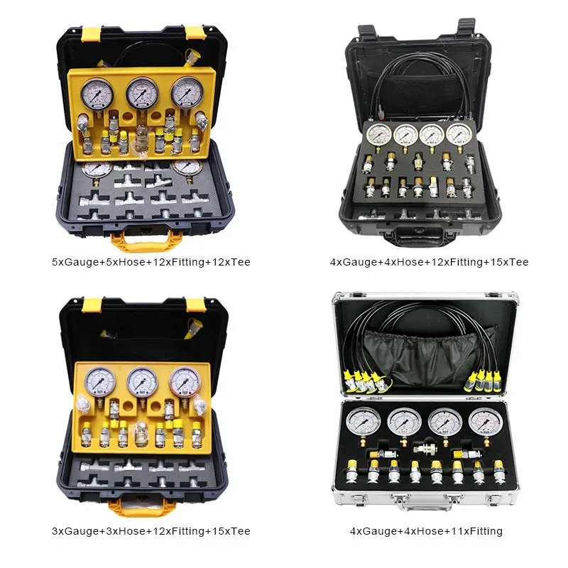 Universal Digital Excavator Hydraulic Pressure Test With 3 Test Hoses 3 Gauges 0-60Mpa Pressure Gauge