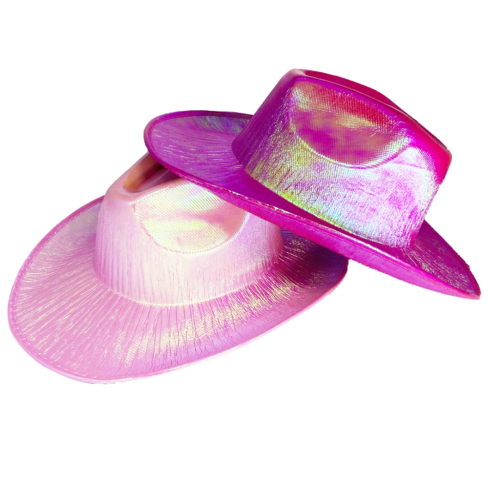 Блестящая светло-розовая ковбойская шляпа в западном стиле шляпы Cowgirl для женщин
