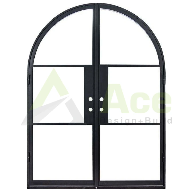 ACE China Manufacturer Main Gate Steel Grill Window Design Wrought Iron Entry Double Door