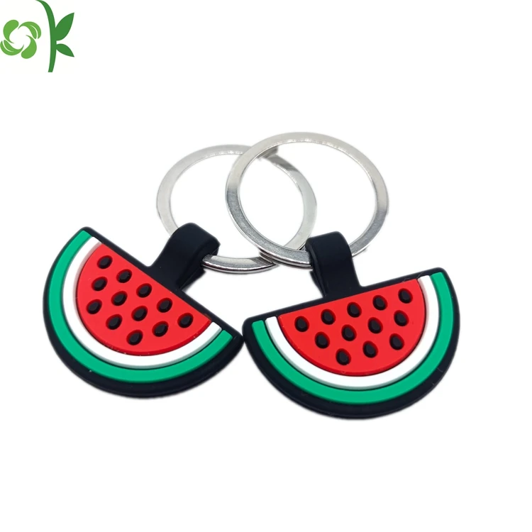 OKSILICONE Factory Direct Custom Cute Cartoon Fruit Silicone Key rings For Women Girls Bag Pendant Keychain