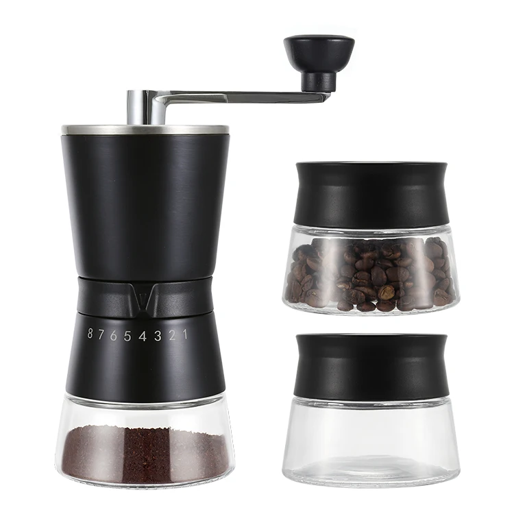 IF Manual Coffee Grinder Set Adjustable Portable Hand Crank Ceramic Burr Coffee Grinder  With 2 Coffee Beans Bottle