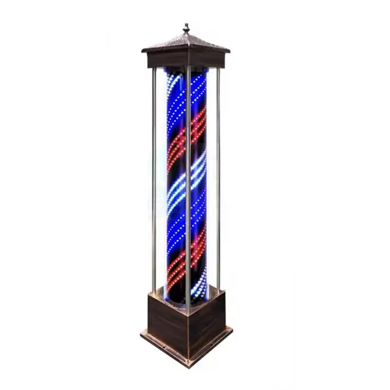 barber Pole Light Hair Salon Shop Sign Barber Pole Retro rotating led Outdoor Wall Light barber pole