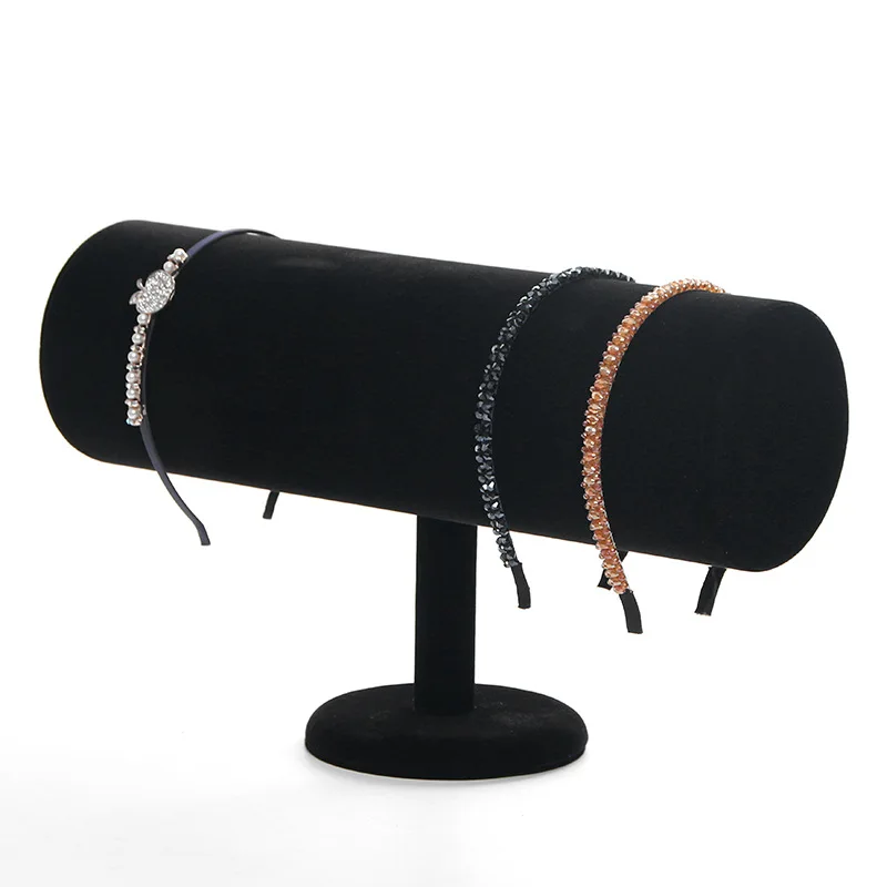 
Portable Velvet/PVC Bracelet Bangle Necklace Display Stand Holder Watch Jewelry Organizer T-Bar Rack 