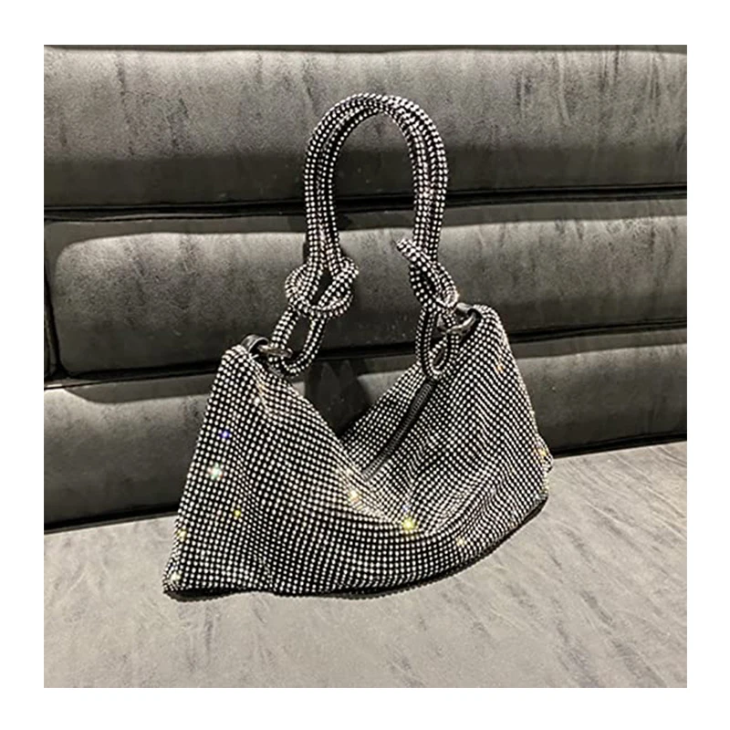 Handle Shining Crystal Rhinestones Evening Clutch Bag New Women Evening Wallet handbag Bling Diamond Club Rose Silver Shiny Tote