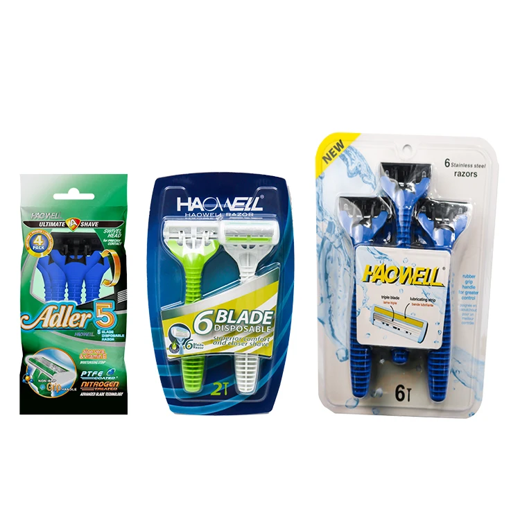 B603DR wholesale 6 six blade shaving razor blade system razor with changeable and open design cartridge for man woman