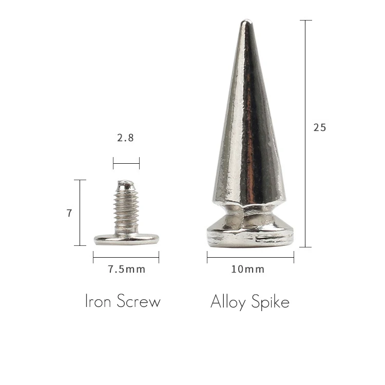 
10*25 tree spike stud Metallic Screw Back Studs DIY Craft Cool Rivets Punk silver Cone Spikes Screwback Studs 