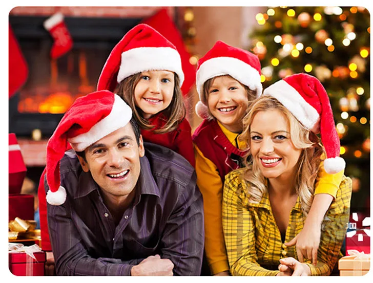 Santa Hat Merry Christmas Party Hats for Adults Kids Shiny Sequin Xmas Plush Hat Holiday New Year Festive Party Gifts