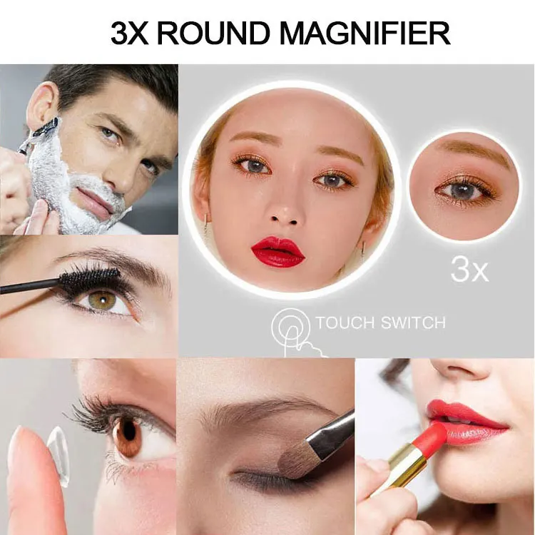 chinese modern wc cabinet smart magnifying round bathroom mirror with led lights