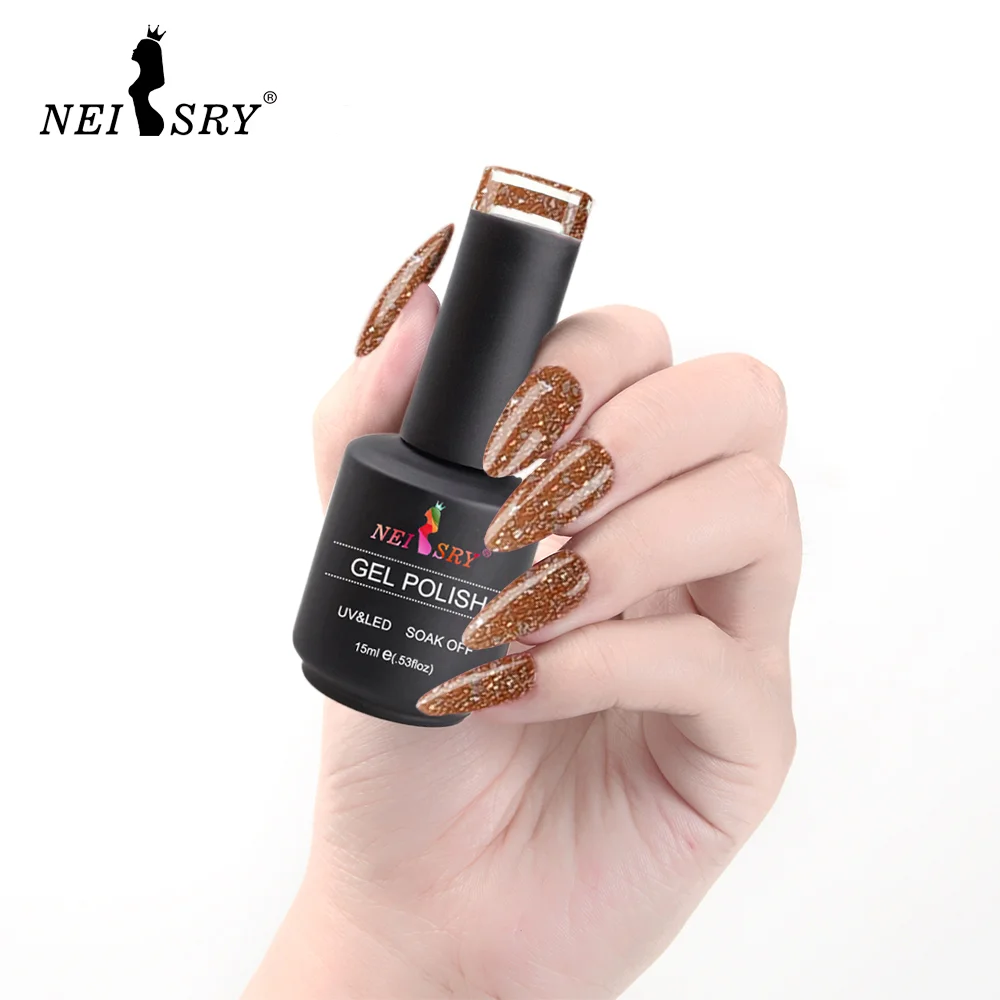 Neiss Professional Wholesale Shiny Lridescent 15ml Ceramic Colorful Bottle Long Lasting Strengthen Bling Nail Gel Glue