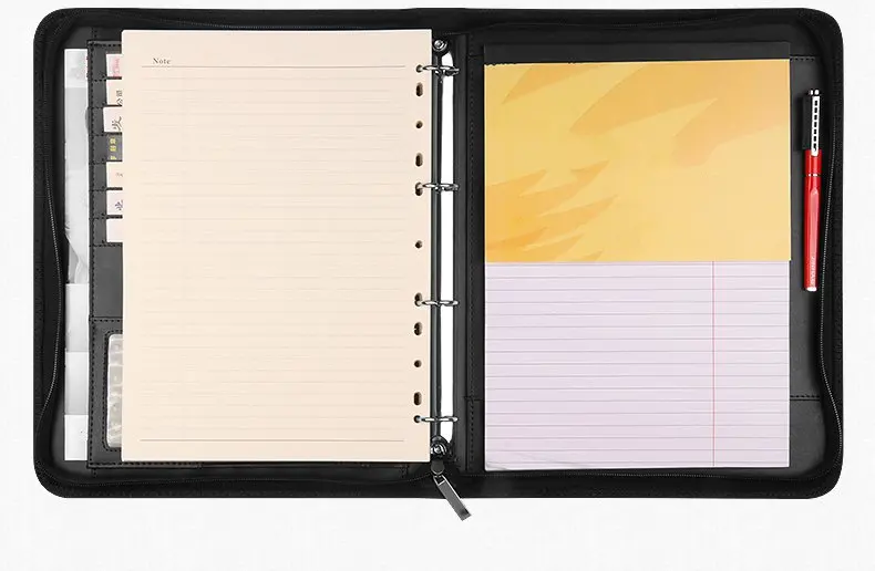 Best quality a4 leather pu zipper portfolio business file folder