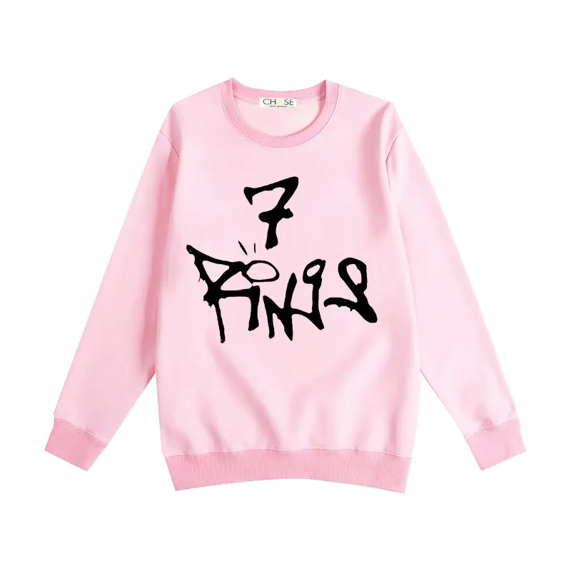 Ariana Grande 7 Rings Same Style Sweatshirt Ladies Long Sleeve Pink Casual Hoodies women Autumn Winter thick Pullover Tops