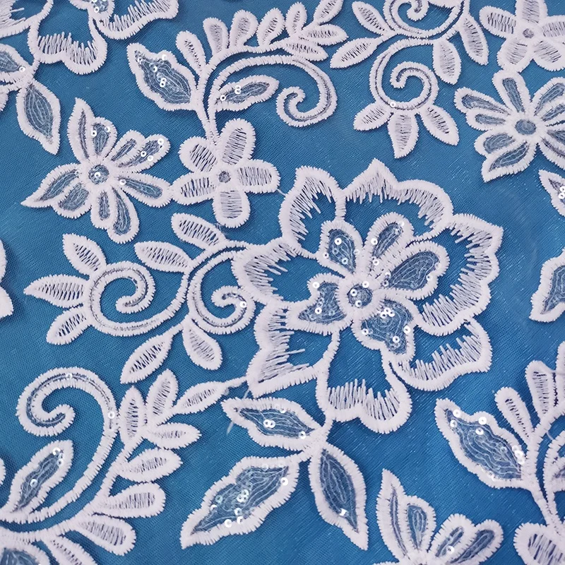 
lace fabric factory dress white african sequin lace fabric for wedding 