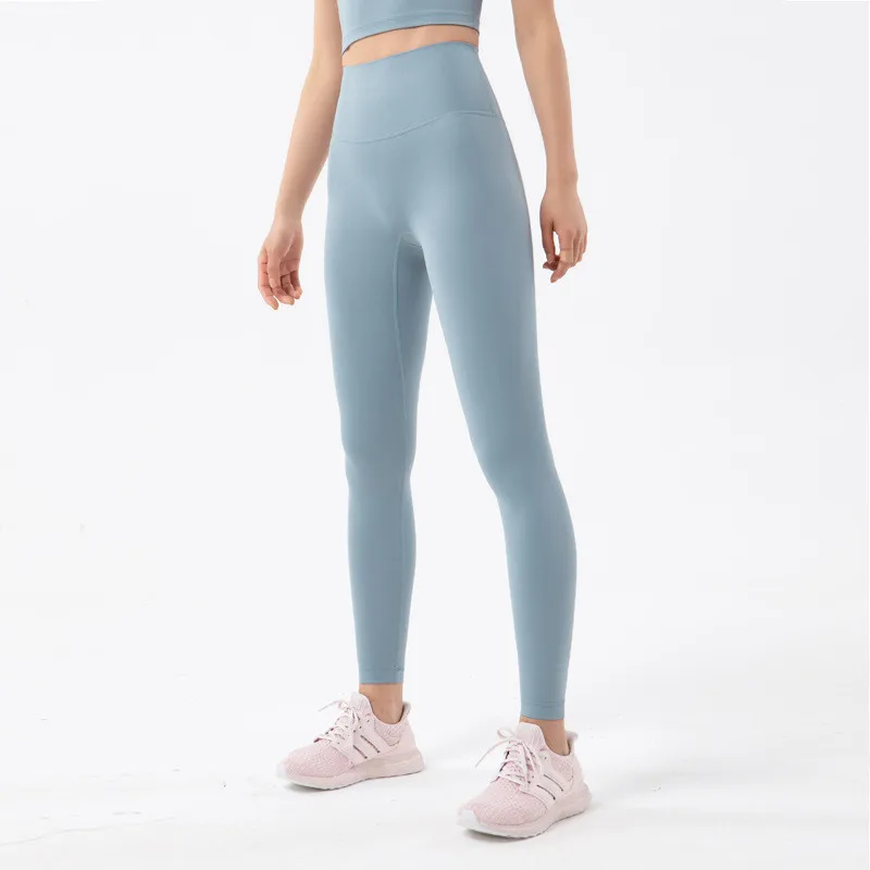 TikTok 2022 Custom High End Nude LuLu Yoga Pants High Waist Stretch Workout Running Hip Lift Women Seamless Yoga Leggings