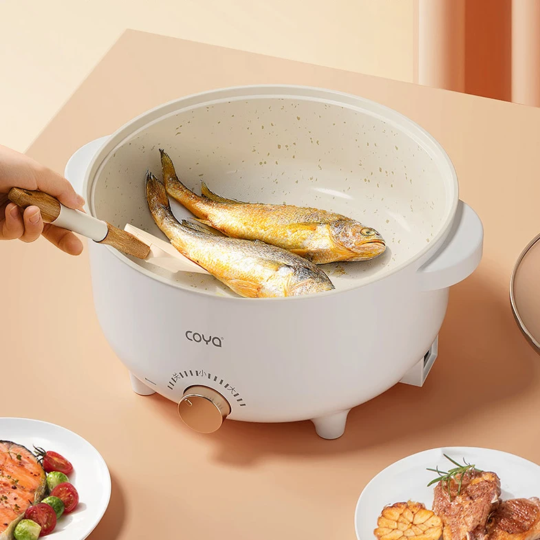 Multifunction Power Adjustment 700w Dormitory Student Noodle Oatmeal Soup With Steamer Electric Cooking Pot