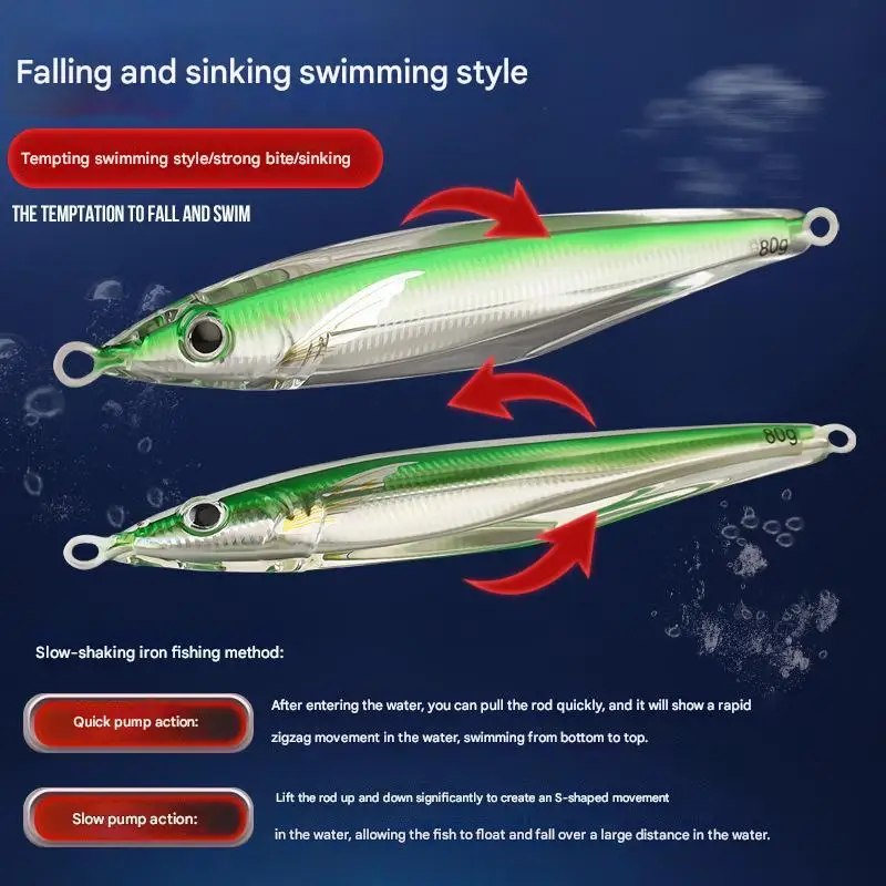 80g130g resin slow shaking sinking iron plate long-distance lead fish sea fishing tuna lure bait