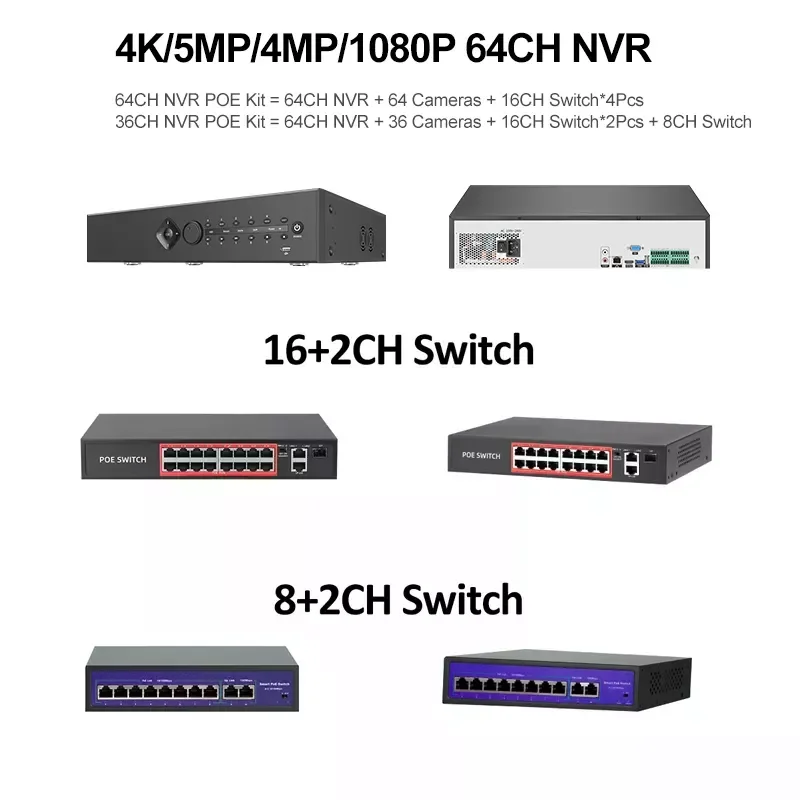 64CH IP NVR Video Surveillance Camera Nvr 4K H.265 Cctv Camera Network Video Recorder