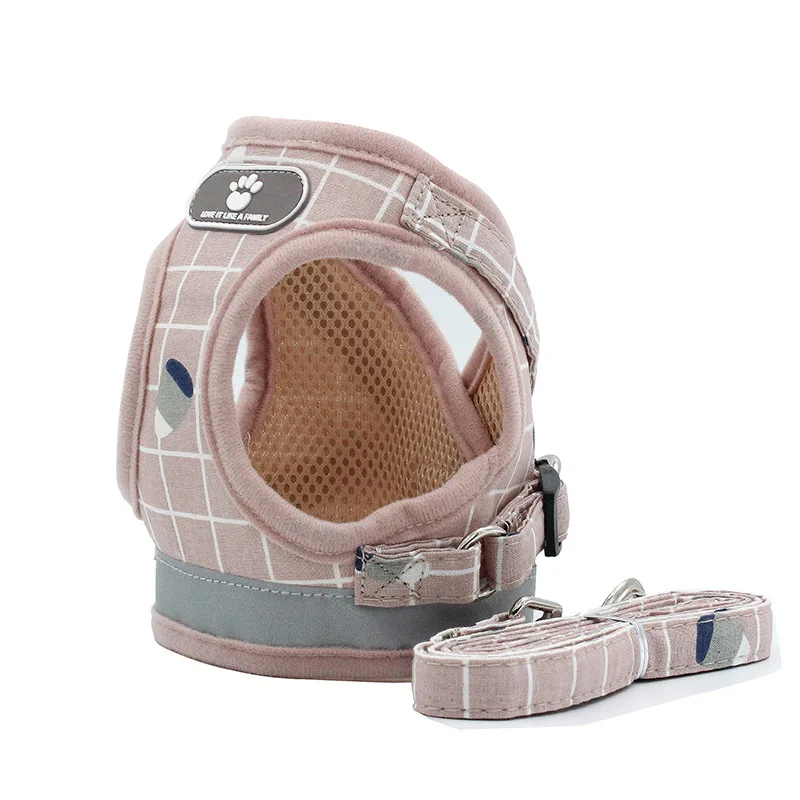 
Breathable Small Dog Pet Harness and Leash Set Puppy Cat Vest Harness Collar For Chihuahua Pug Bulldog Cat arnes perro 