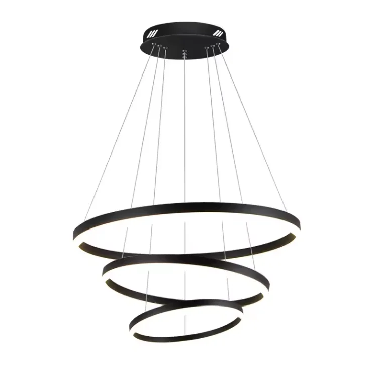 Zeal Lighting Modern ceiling 4 meter led ring chandelier lights hanging pendant ce black glass lam light
