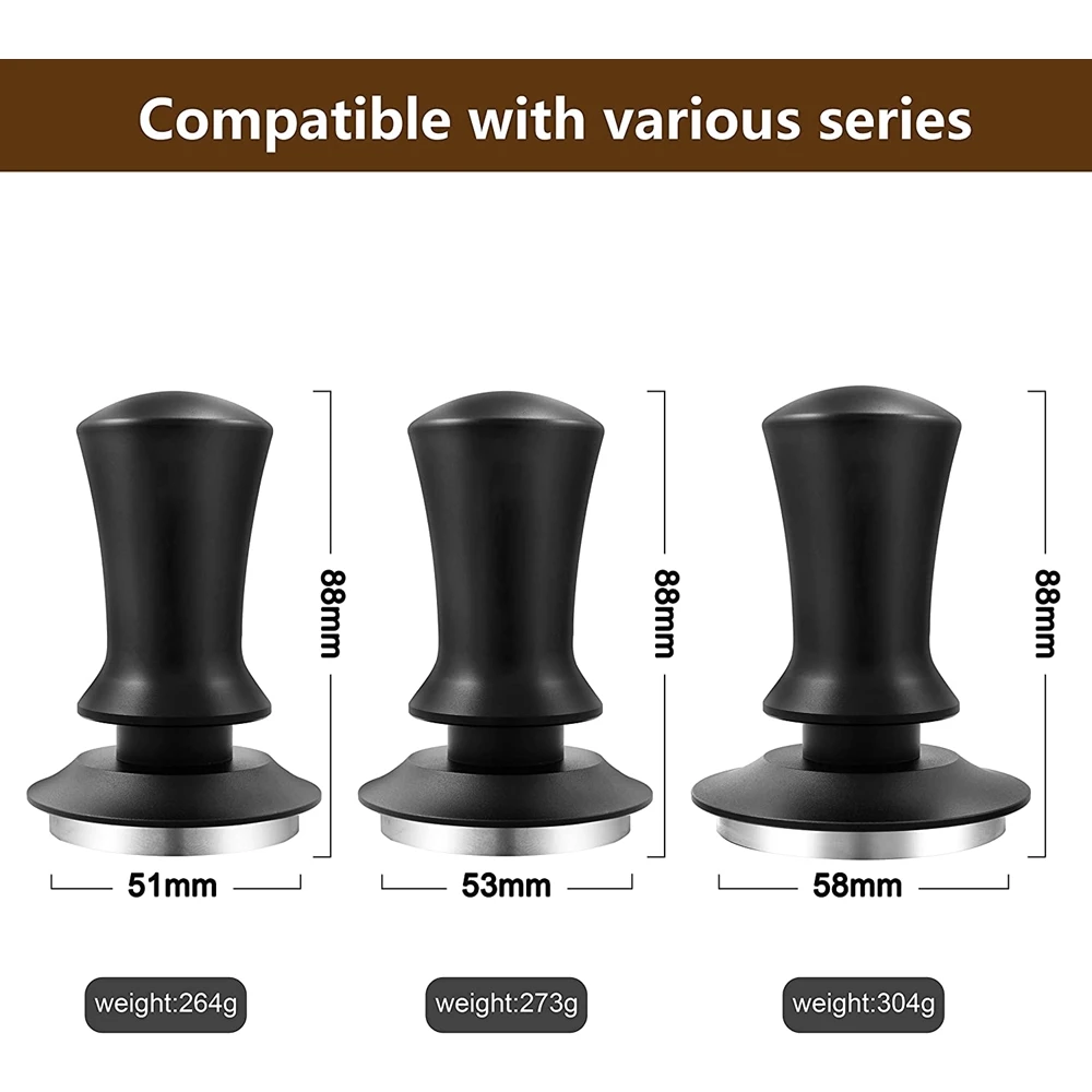 Espresso Hand Tamper with Calibrated Spring 100% Flat Stainless Steel Base Tamper Premium Barista Coffee Tamper