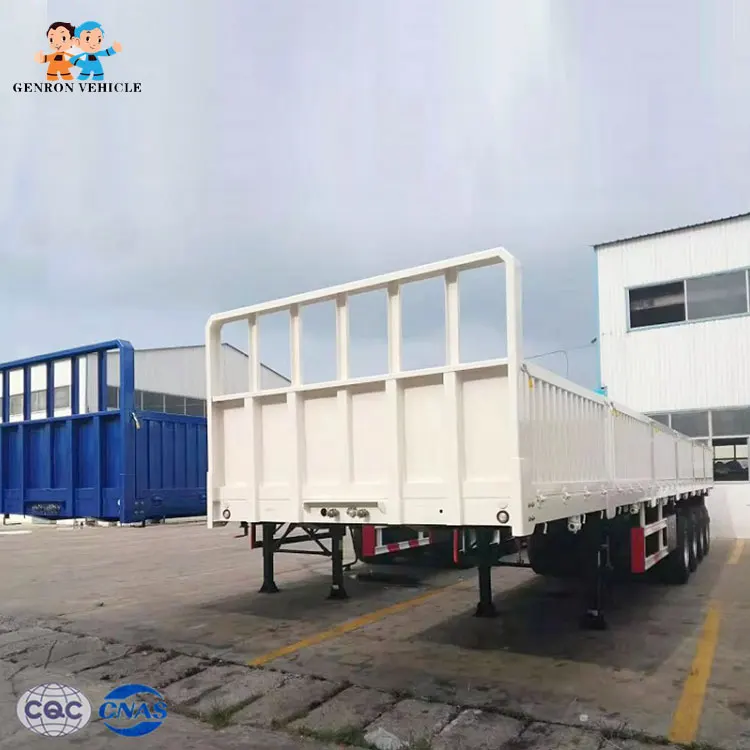 Promotional 3-axis side down flat half trailer 60 tons cargo trailer