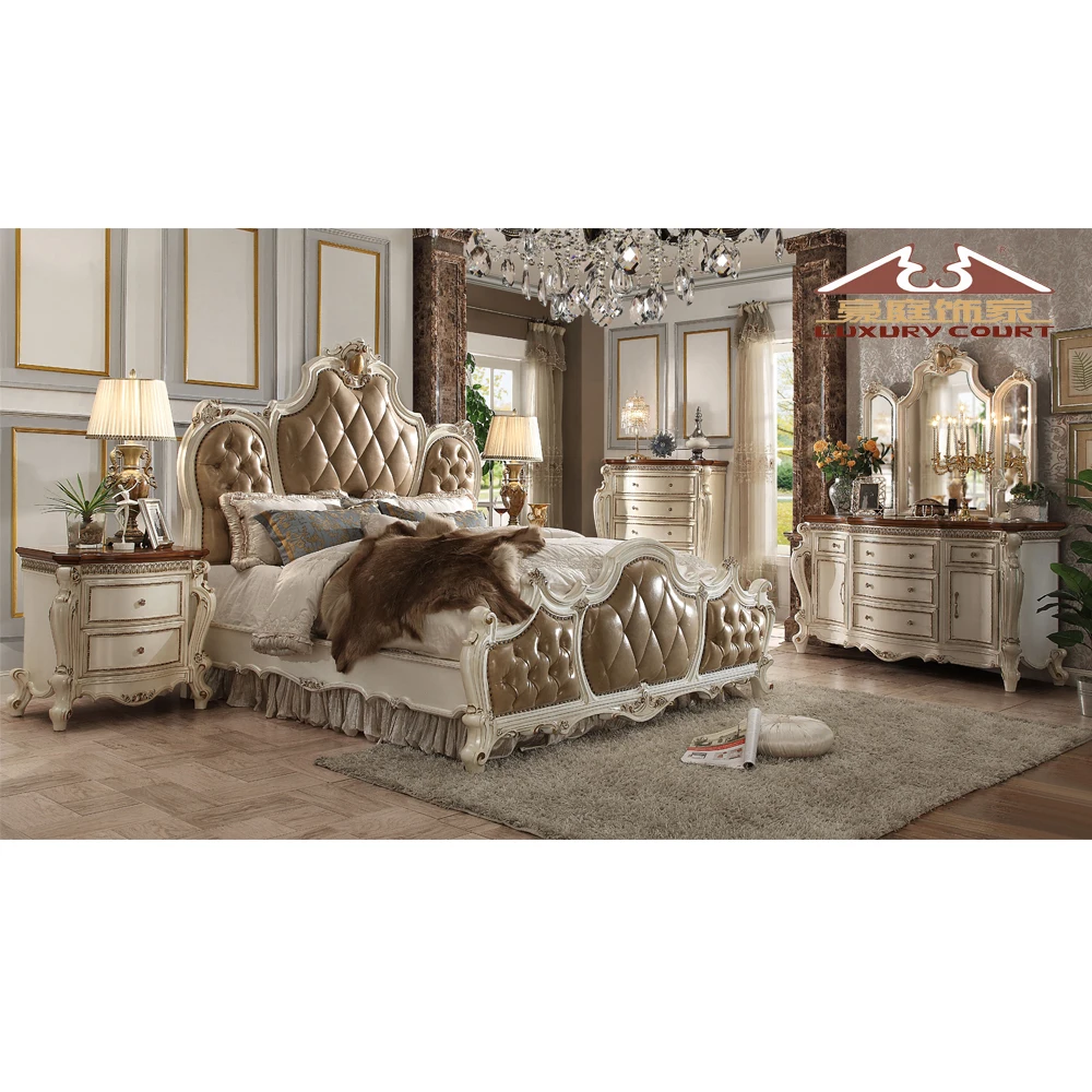 Longhao  Luxurious Italy Baroque Style Customized French Royal Style Luxury Bed room Set Antique Royal European Style Bed
