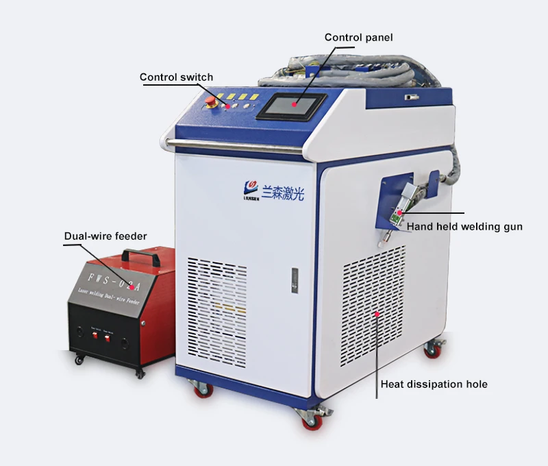 dual feeding 4 in 1 fiber laser welding machine for rust removal oil cleaning metal welding sheet metal cutting equipment