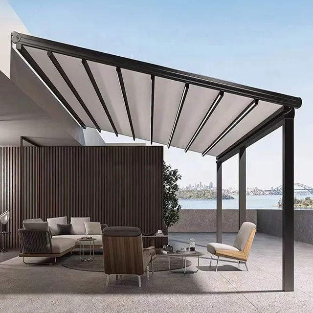 Outdoor Awnings Waterproof Electric Folding Cover Aluminum Retractable Roof